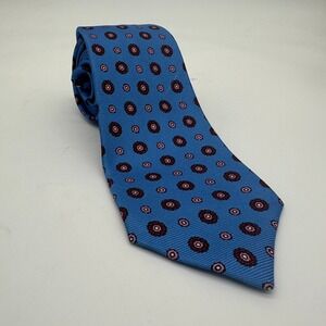 Kiton Napoli Mens Necktie One Size Blue Geometric Seta‎ Silk Tie Made In Italy